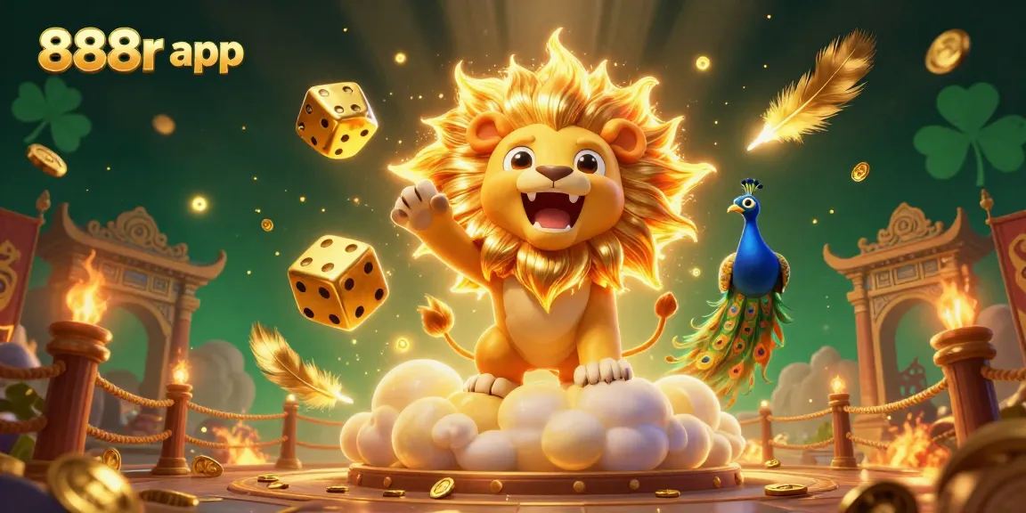 Engage with the action of the 888r app as the sun lion triumphantly conquers a vibrant casino landscape.