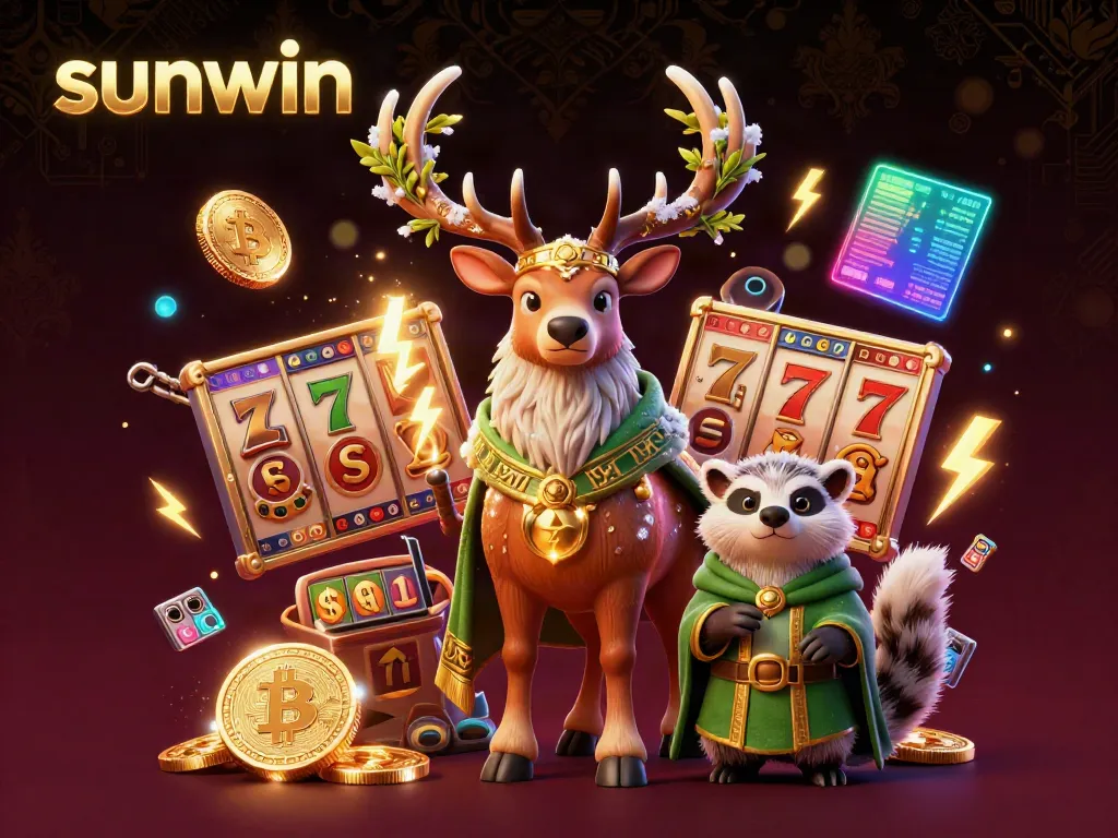 Experience thrilling slots and jackpots at sunwin with captivating characters in a vibrant gaming scene.