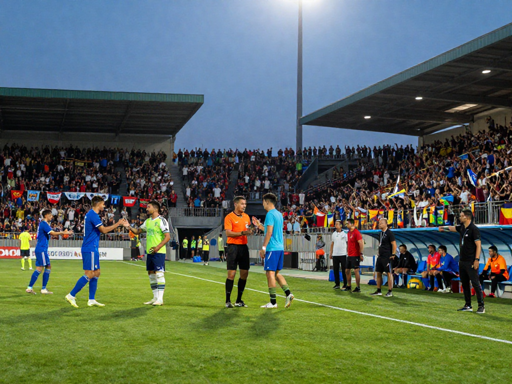 Athletes engaging in fair play at a soccer match, showcasing sportsmanship and competition.