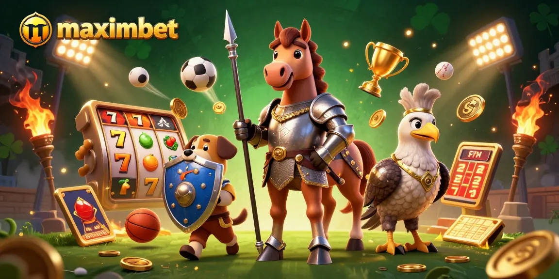 Experience vibrant casino excitement with maximbet in this dynamic 3D gaming illustration.