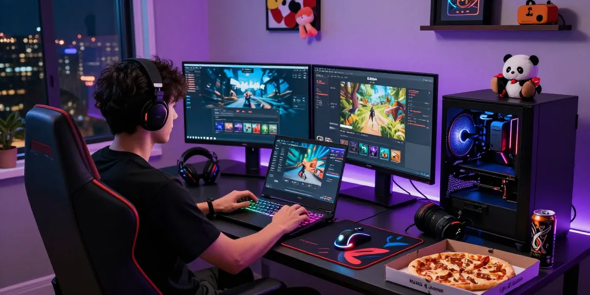 Raja Game login scene with gamer at high-tech setup and vibrant LED lights.