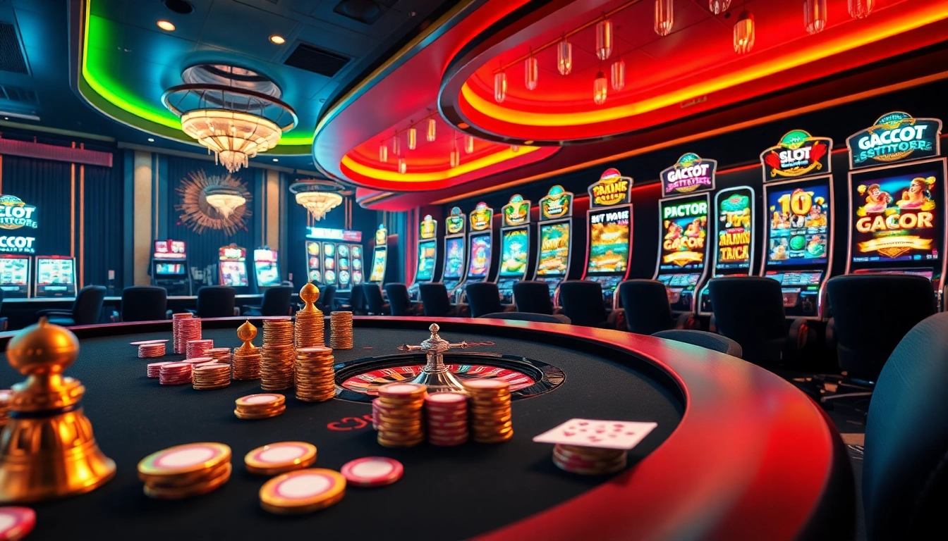 Experience thrilling moments at slot gacor machines in a luxurious casino setting.