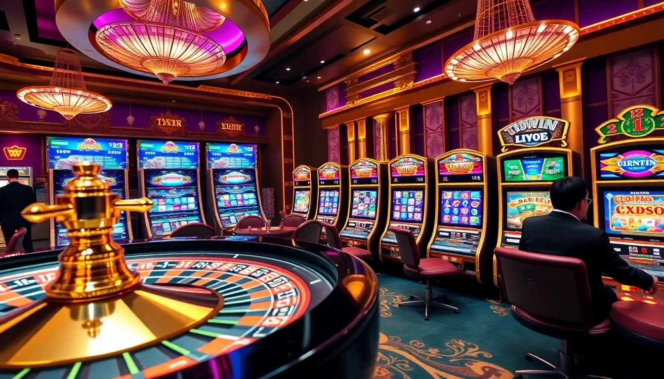 Exciting gaming scene featuring roulette, poker chips, and 13win group branding