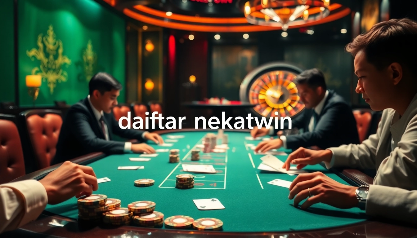 daftar nekatwin poker players fiercely competing at a luxurious casino table