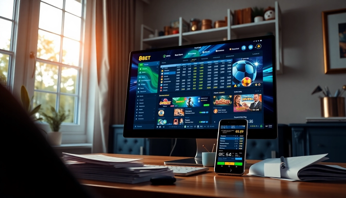 Engaging online betting interface showcasing 8s bet with vibrant odds and casino games.